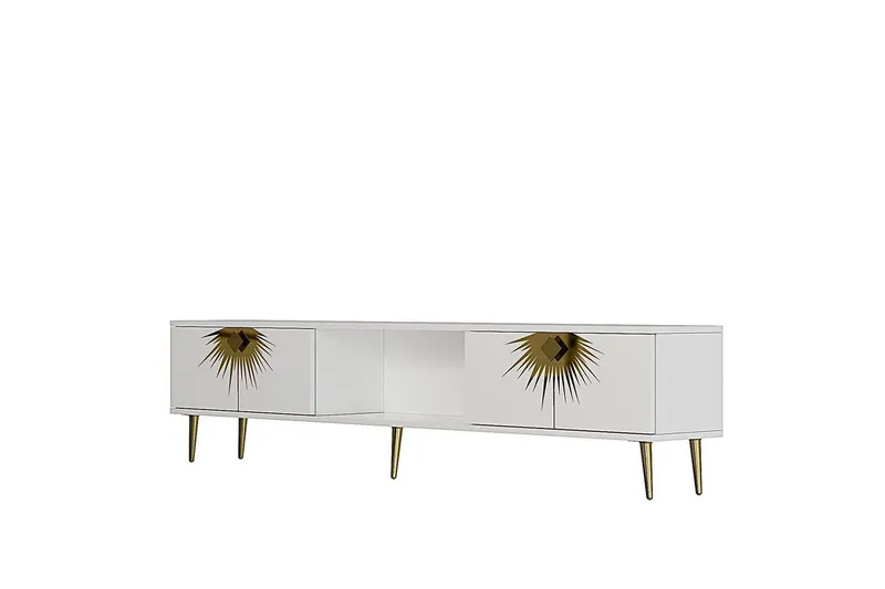 Tari Tv-bänk 150 cm, Vit/Guld