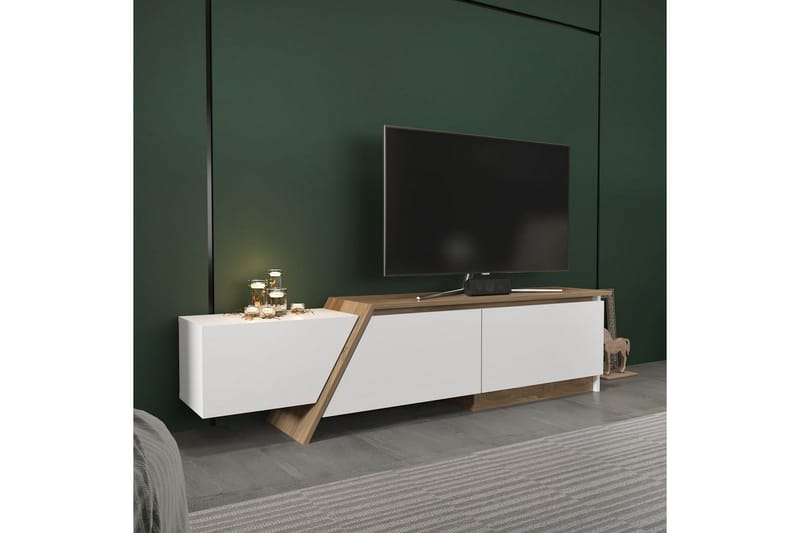 Tavros Golvstående Tv-bänk 180 cm med Förvaring i Valnöt - Vit - Möbler - Vardagsrum - Tv-möbler & mediamöbler - Tv-bänkar