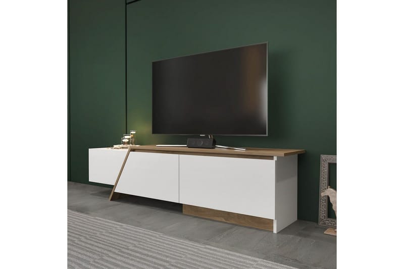 Tavros Golvstående Tv-bänk 180 cm med Förvaring i Valnöt - Vit - Möbler - Vardagsrum - Tv-möbler & mediamöbler - Tv-bänkar