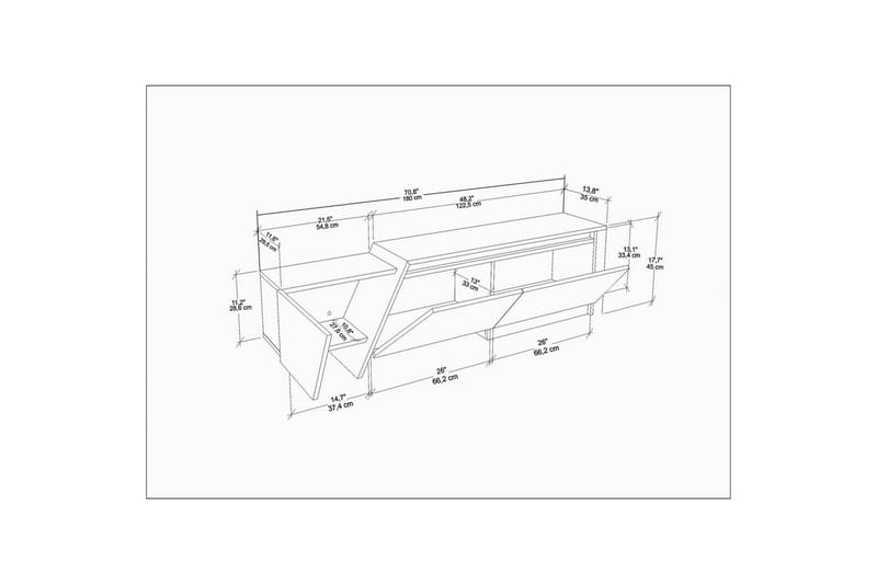 Tavros Tv-bänk 180 cm - Vit/Ek - Möbler - Vardagsrum - Tv-möbler & mediamöbler - Tv-bänkar