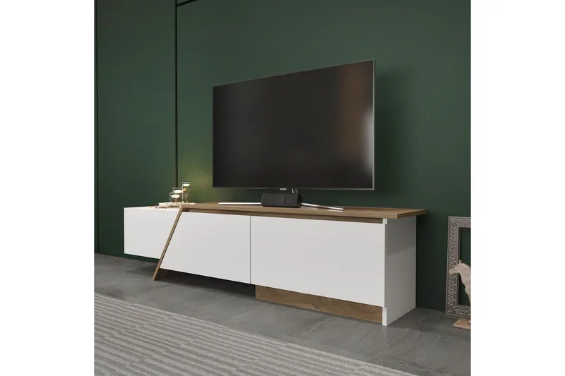 Tavros Tv-bänk 180 cm - Vit/Valnöt - Möbler - Vardagsrum - Tv-möbler & mediamöbler - Tv-bänkar