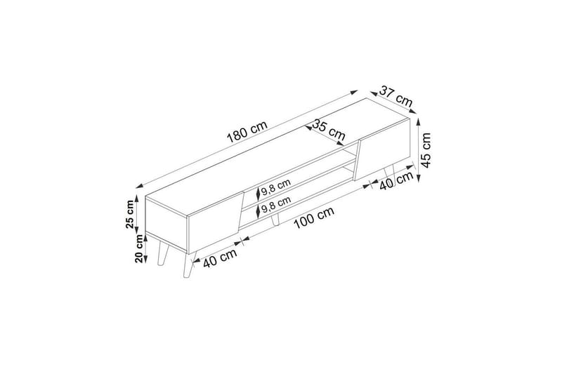 Torin Tv-bänk 180 cm - Valnöt/Beige - Möbler - Vardagsrum - Tv-möbler & mediamöbler - Tv-bänkar