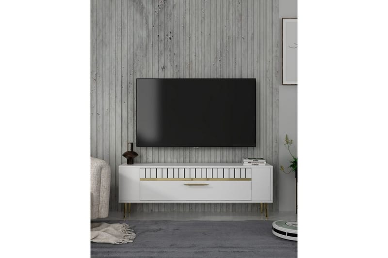 Tovren Tv-bänk 120 cm - Vit/Guld - Möbler - Vardagsrum - Tv-möbler & mediamöbler - Tv-bänkar