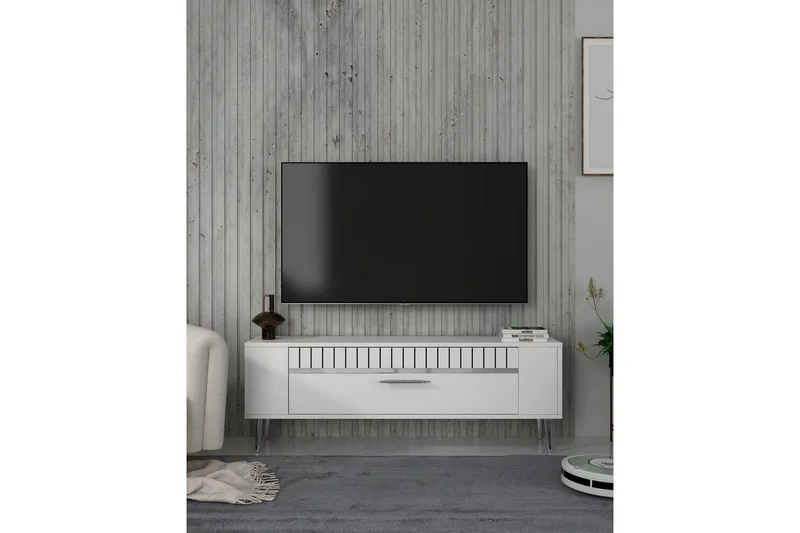 Tovren Tv-bänk 120 cm - Vit/Silver - Möbler - Vardagsrum - Tv-möbler & mediamöbler - Tv-bänkar