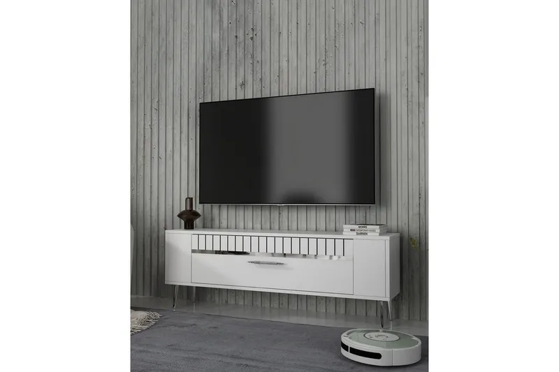Tovren Tv-bänk 120 cm - Vit/Silver - Möbler - Vardagsrum - Tv-möbler & mediamöbler - Tv-bänkar