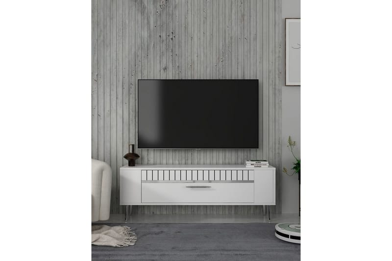 Tovren Tv-bänk 120 cm - Vit/Silver - Möbler - Vardagsrum - Tv-möbler & mediamöbler - Tv-bänkar