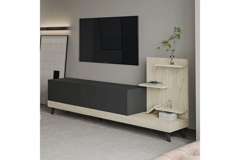 Travorn Tv-bänk 180 cm - Antracit/Travertine - Möbler - Vardagsrum - Tv-möbler & mediamöbler - Tv-bänkar