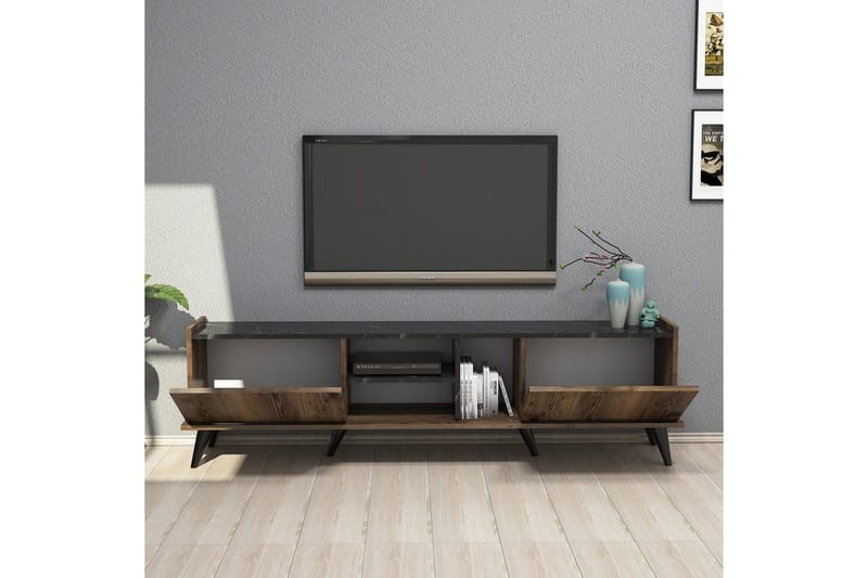 Tv-bänk & mediabänk Challur Tv-bänk 180 cm Valnöt,Svart - Möbler - Vardagsrum - Tv-möbler & mediamöbler - Tv-bänkar