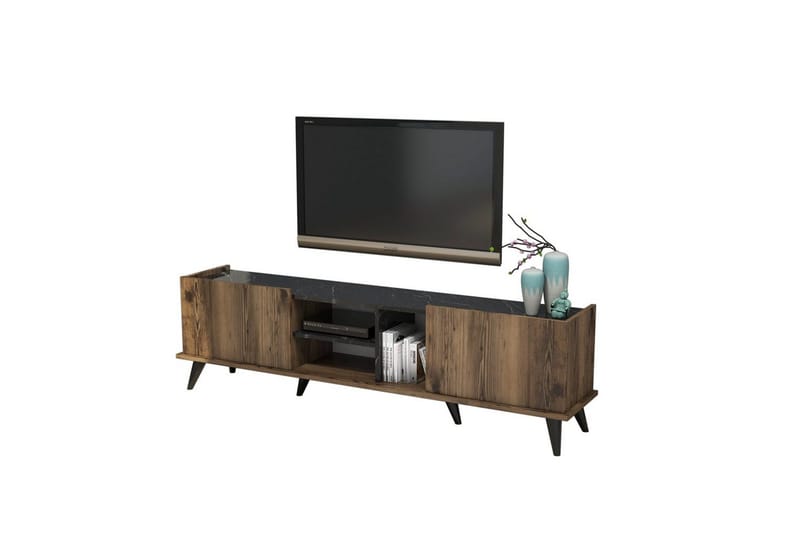 Tv-bänk & mediabänk NO_BRAND Challur Tv-bänk 180 cm Valnöt,Svart - Möbler - Vardagsrum - Tv-möbler & mediamöbler - Tv-bänkar