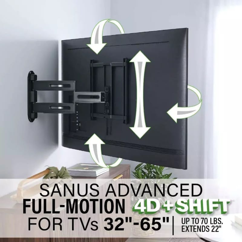 TV-Fäste Sanus 4D Max Vesa 400x400 32-65 Full Motion - Svart - Möbler - Vardagsrum - Tv-möbler & mediamöbler - Tv-väggfästen & mediastativ