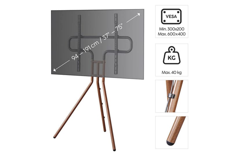 TV Golvstativ Hama Design Upp till 75 - Mörkbrun - Möbler - Vardagsrum - Tv-möbler & mediamöbler - Tv-väggfästen & mediastativ - Tv stativ & väggfästen