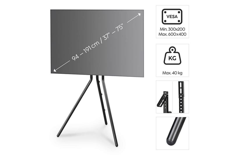 TV Golvstativ Hama Design Upp till 75 Svart - Svart - Möbler - Vardagsrum - Tv-möbler & mediamöbler - Tv-väggfästen & mediastativ - Tv stativ & väggfästen