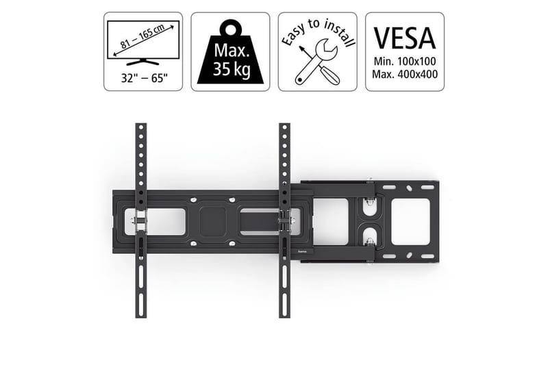 TV Väggfäste Hama VESA Full Motion Upp till 65 Max 35kg Svart - Möbler - Vardagsrum - Tv-möbler & mediamöbler - Tv-väggfästen & mediastativ - Tv stativ & väggfästen
