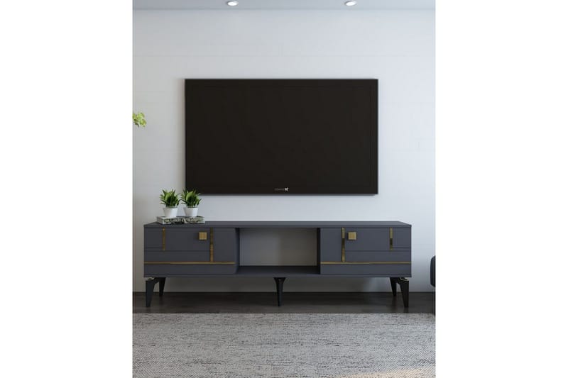 Varno Tv-bänk 150 cm - Antracit/Guld - Möbler - Vardagsrum - Tv-möbler & mediamöbler - Tv-bänkar