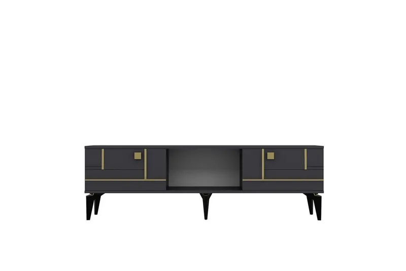 Varno Tv-bänk 150 cm, Antracit/Guld