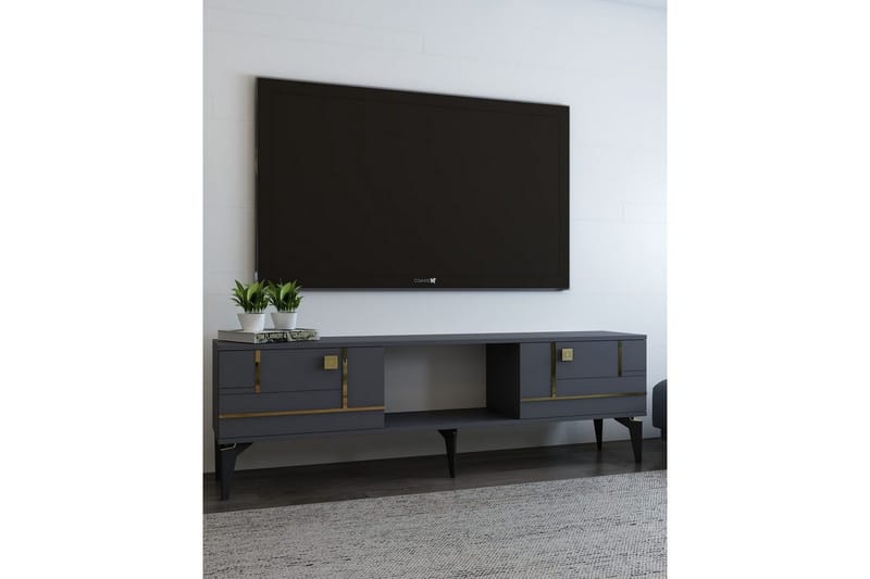 Varno Tv-bänk 150 cm - Antracit/Guld - Möbler - Vardagsrum - Tv-möbler & mediamöbler - Tv-bänkar