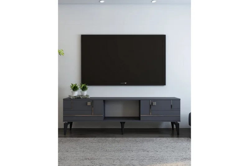 Varno Tv-bänk 150 cm - Antracit/Silver - Möbler - Vardagsrum - Tv-möbler & mediamöbler - Tv-bänkar