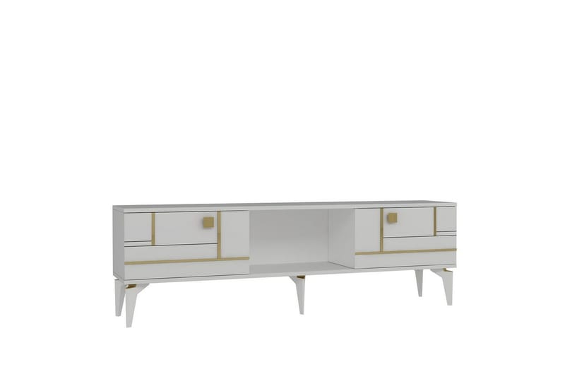 Varno Tv-bänk 150 cm - Vit/Guld - Möbler - Vardagsrum - Tv-möbler & mediamöbler - Tv-bänkar