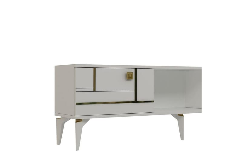 Varno Tv-bänk 150 cm - Vit/Guld - Möbler - Vardagsrum - Tv-möbler & mediamöbler - Tv-bänkar
