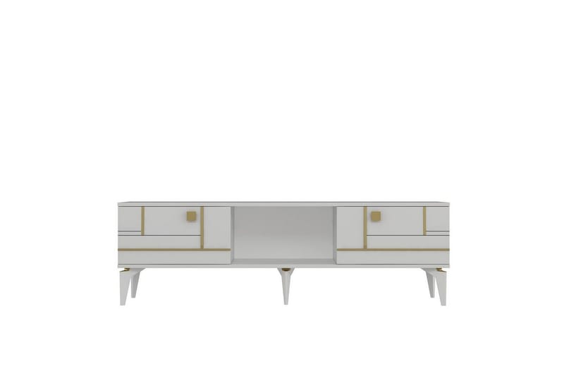 Varno Tv-bänk 150 cm, Vit/Guld
