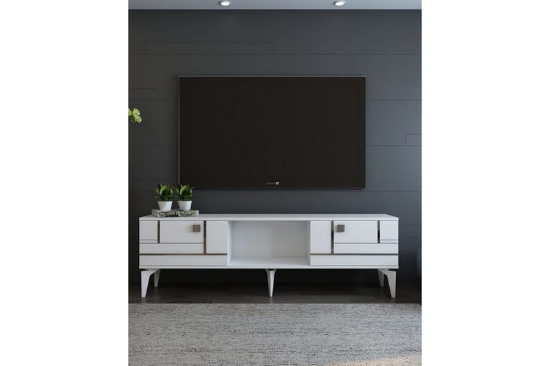 Varno Tv-bänk 150 cm - Vit/Silver - Möbler - Vardagsrum - Tv-möbler & mediamöbler - Tv-bänkar