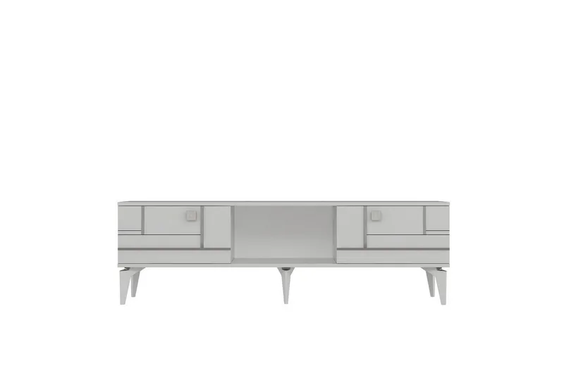 Varno Tv-bänk 150 cm, Vit/Silver