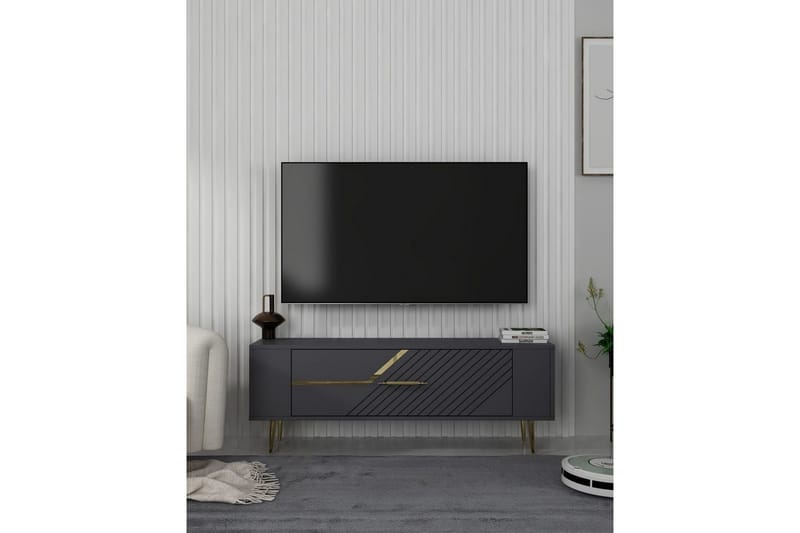 Veynor Tv-bänk 120 cm - Antracit/Guld - Möbler - Vardagsrum - Tv-möbler & mediamöbler - Tv-bänkar