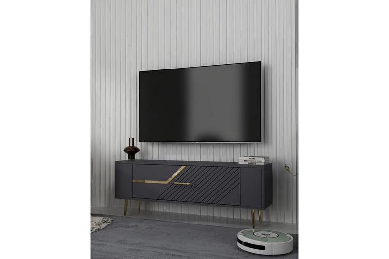 Veynor Tv-bänk 120 cm - Antracit/Guld - Möbler - Vardagsrum - Tv-möbler & mediamöbler - Tv-bänkar