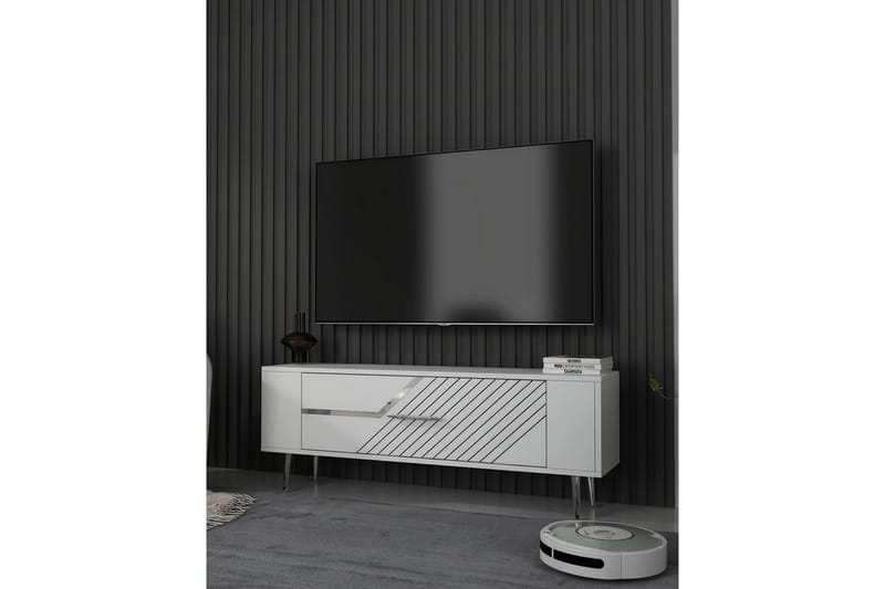 Veynor Tv-bänk 120 cm - Vit/Silver - Möbler - Vardagsrum - Tv-möbler & mediamöbler - Tv-bänkar
