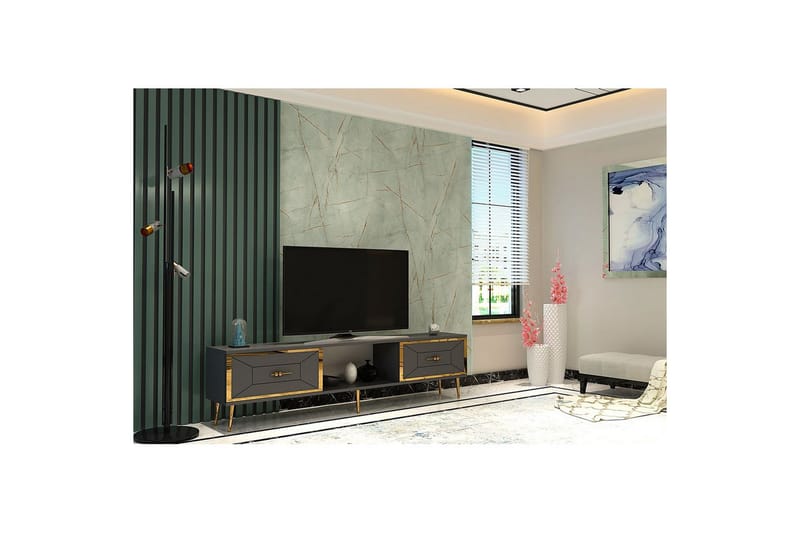 Virdel Tv-bänk 150 cm - Antracit/Guld - Möbler - Vardagsrum - Tv-möbler & mediamöbler - Tv-bänkar