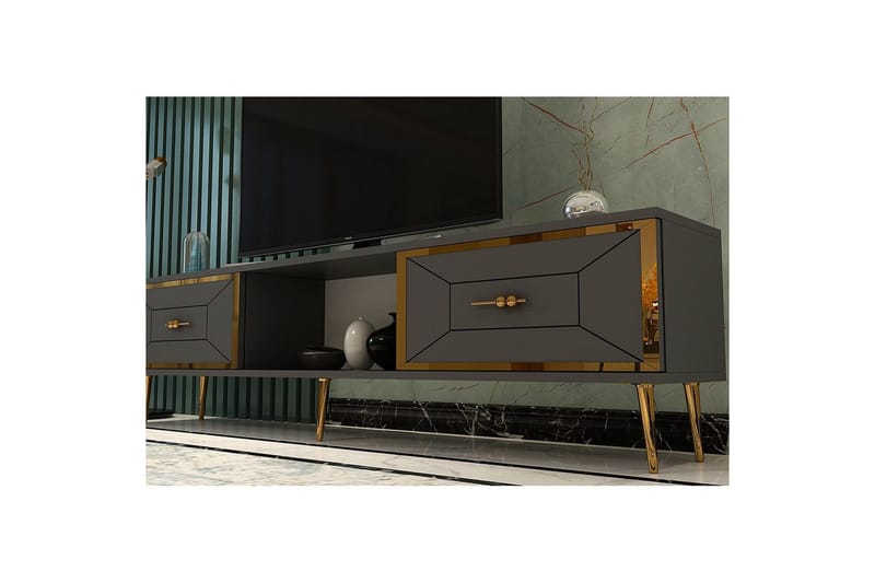 Virdel Tv-bänk 150 cm - Antracit/Guld - Möbler - Vardagsrum - Tv-möbler & mediamöbler - Tv-bänkar