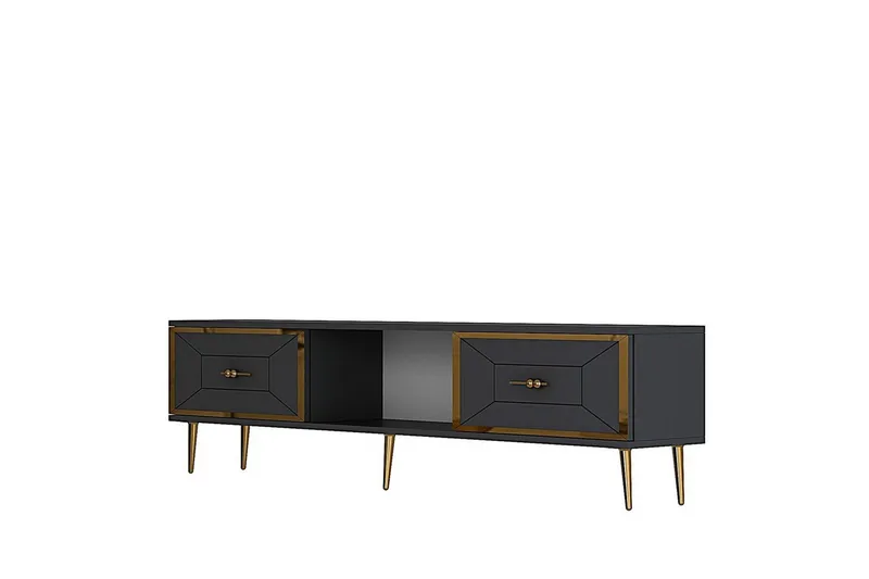 Virdel Tv-bänk 150 cm, Antracit/Guld