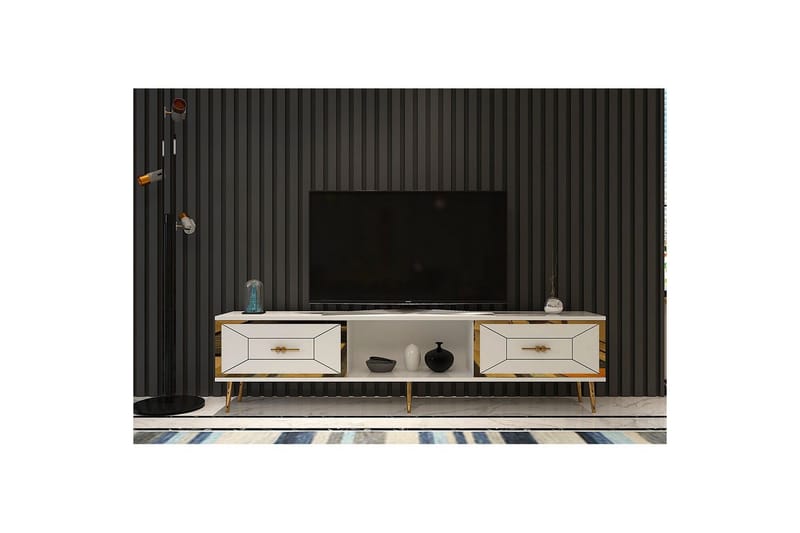 Virdel Tv-bänk 150 cm - Vit/Guld - Möbler - Vardagsrum - Tv-möbler & mediamöbler - Tv-bänkar