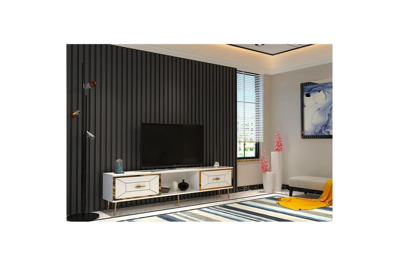 Virdel Tv-bänk 150 cm - Vit/Guld - Möbler - Vardagsrum - Tv-möbler & mediamöbler - Tv-bänkar