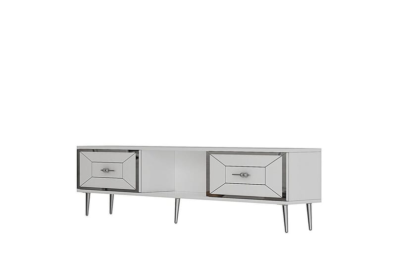 Virdel Tv-bänk 150 cm, Vit/Silver