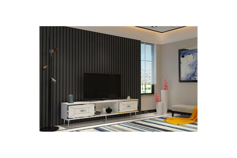 Virdel Tv-bänk 150 cm - Vit/Silver - Möbler - Vardagsrum - Tv-möbler & mediamöbler - Tv-bänkar