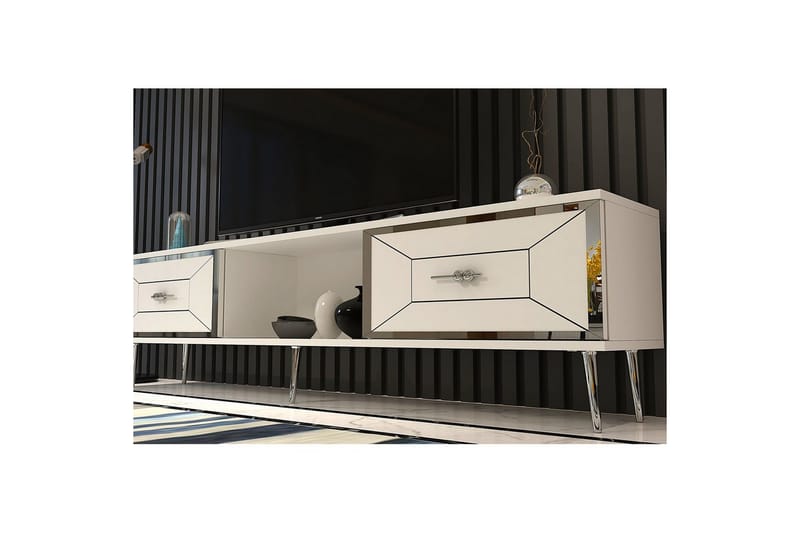 Virdel Tv-bänk 150 cm - Vit/Silver - Möbler - Vardagsrum - Tv-möbler & mediamöbler - Tv-bänkar