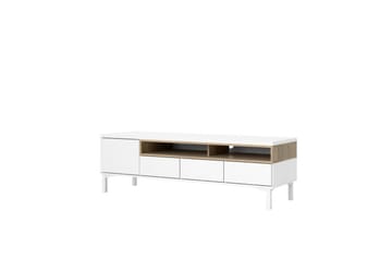 Virender Golvstående TV-bänk 155,7 cm med Förvaring i Ek - Vit|Beige - Möbler - Vardagsrum - Tv-möbler & mediamöbler - Tv-bänkar