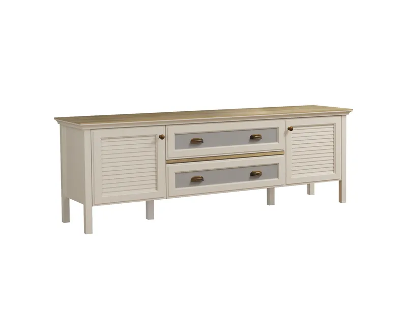 Vopira TV-bänk 180 cm, Crème, ek, grå