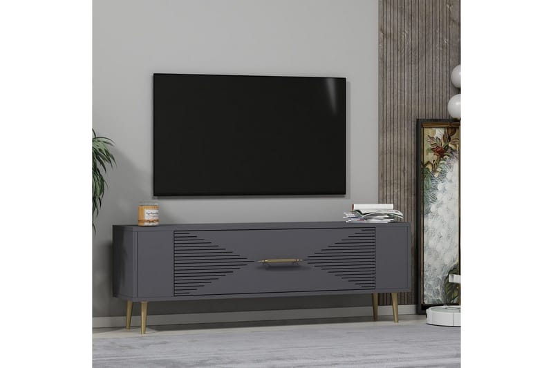 Vornis Tv-bänk 120 cm - Antracit/Guld - Möbler - Vardagsrum - Tv-möbler & mediamöbler - Tv-bänkar