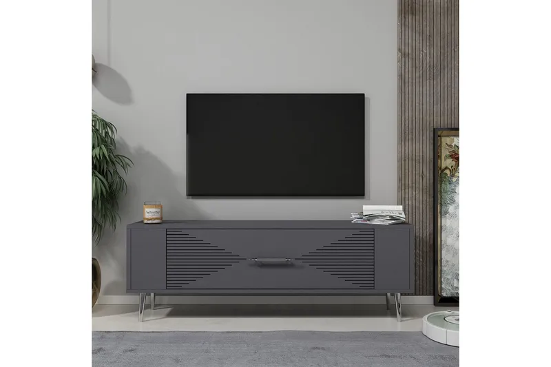 Vornis Tv-bänk 120 cm - Antracit/Silver - Möbler - Vardagsrum - Tv-möbler & mediamöbler - Tv-bänkar