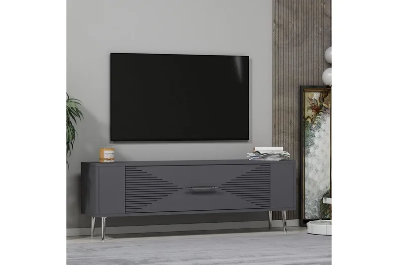 Vornis Tv-bänk 120 cm - Antracit/Silver - Möbler - Vardagsrum - Tv-möbler & mediamöbler - Tv-bänkar