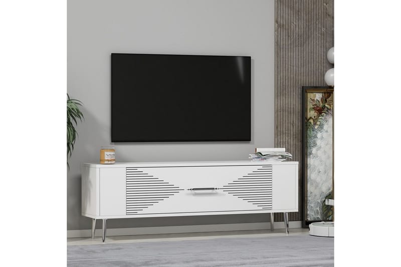 Vornis Tv-bänk 120 cm - Vit/Silver - Möbler - Vardagsrum - Tv-möbler & mediamöbler - Tv-bänkar