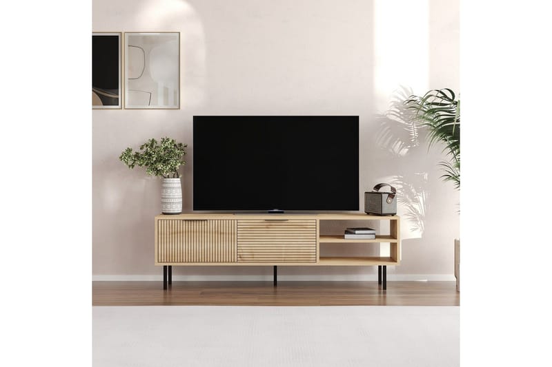 Wenus Golvstående Tv Bänk 150 cm med Förvaring i Ek - Beige - Möbler - Vardagsrum - Tv-möbler & mediamöbler - Tv-bänkar