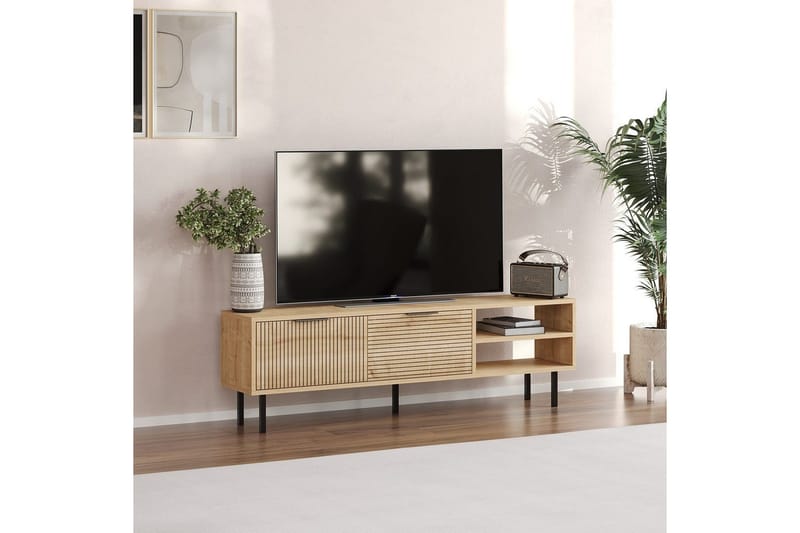 Wenus Golvstående Tv Bänk 150 cm med Förvaring i Ek - Beige - Möbler - Vardagsrum - Tv-möbler & mediamöbler - Tv-bänkar