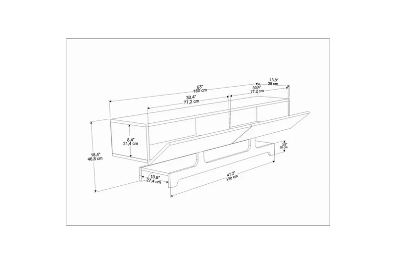 Zira Tv-bänk 160 cm - Valnöt - Möbler - Vardagsrum - Tv-möbler & mediamöbler - Tv-bänkar
