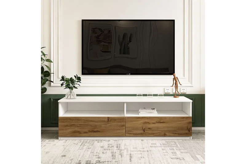 Zylen Tv-bänk 144 cm - Vit/Natur - Möbler - Vardagsrum - Tv-möbler & mediamöbler - Tv-bänkar