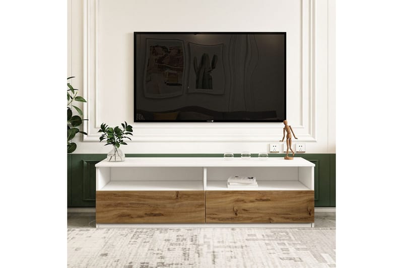 Zylen Tv-bänk 144 cm - Vit/Natur - Möbler - Vardagsrum - Tv-möbler & mediamöbler - Tv-bänkar