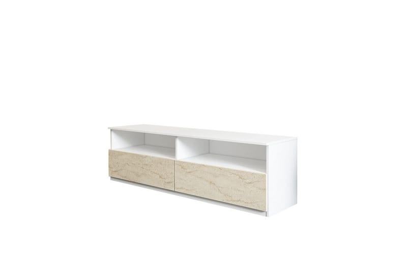 Zylen Tv-bänk 144 cm, Vit/Travertine