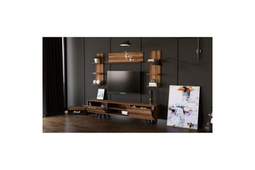 Zyrosen Golvstående Tv Bänk 180 cm med Förvaring i Ljust Trä - Brun - Möbler - Vardagsrum - Tv-möbler & mediamöbler - Tv-bänkar